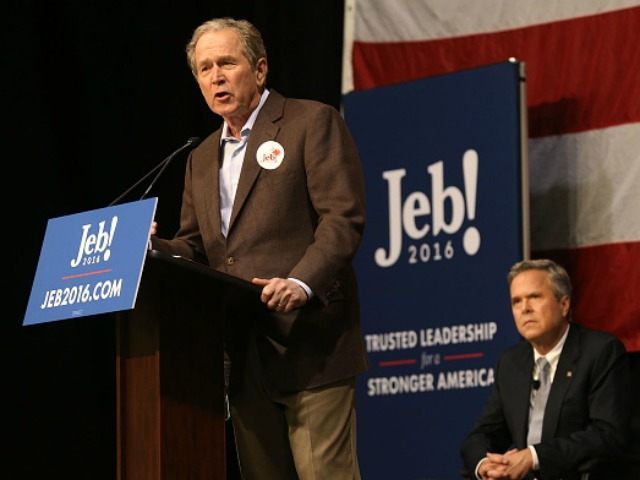 Former President George W. Bush speaks in support of his brother, Republican presidential