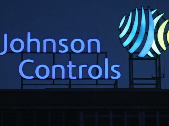 The logo of Johnson Controls stands over its production plant on March 1, 2009 in Hanover, Germany.