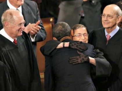 Obama hugs Ginsberg Jason Reid Reuters