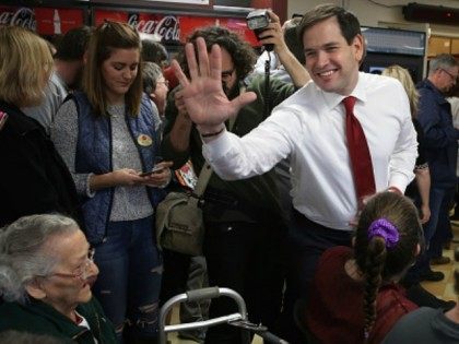 Republican presidential candidate Sen. Marco Rubio (R-FL) takes a tour of Globe Manufactur