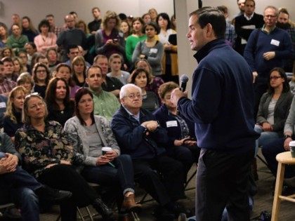 Republican presidential candidate Sen. Marco Rubio holds a campaign town hall event at the