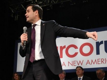Republican presidential candidate Sen. Marco Rubio (R-FL) speaks at a rally at the Texas S