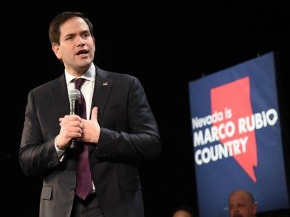 Republican presidential candidate Sen. Marco Rubio (R-FL) speaks at a rally at the Texas S