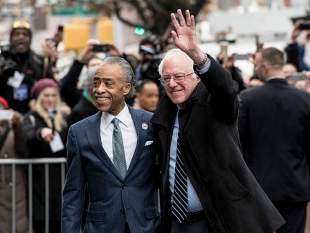 Democratic presidential candidate Sen. Bernie Sanders (D-VT) meets with Reverend Al Sharpton at Sylvia's Restaurant on February 10, 2016 in the Harlem neighborhood of New York City. The meeting comes after a strong victory for Senator Sanders in the New Hampshire primary.