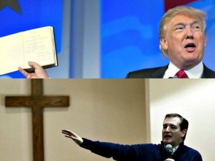 Trump Bible Cruz Cross AP Photos