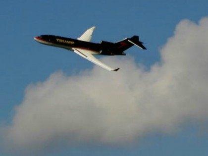The Trump Organization jet passes over the golf course prior to the start of the ADT Champ
