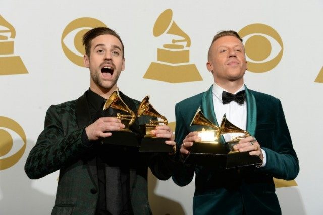 US hip-hop recording artist Macklemore (right) and music producer Ryan Lewis scopped the B