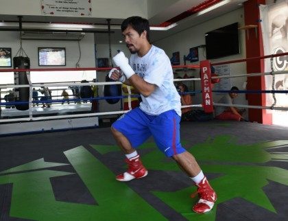 Philippine boxing icon Manny Pacquiao, seen during a training session in General Santos, on the southern island of Mindanao, on February 15, 2016