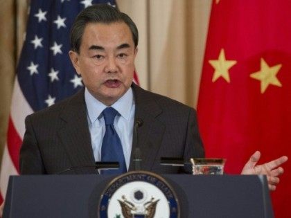 Chinese Foreign Minister Wang Yi speaks during a press conference with US Secretary of Sta