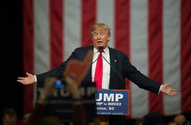 Republican presidential candidate Donald Trump told voters at a North Charleston rally: "I