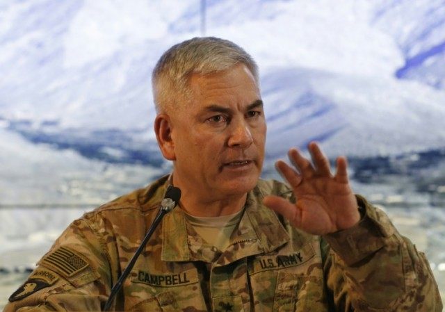 Commander of international and US forces in Afghanistan, US Army General John Campbell, sp