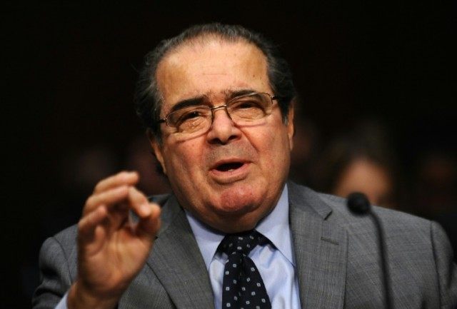 US Supreme Court Justice Antonin Scalia, pictured on October 5, 2011, has died at the age