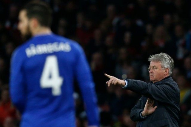 Chelsea manager Guus Hiddink gestures on the touchline during his side's Premier League ma