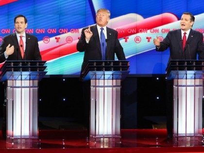 Republican presidential candidates, Sen. Marco Rubio (R-FL), Donald Trump and Sen. Ted Cru