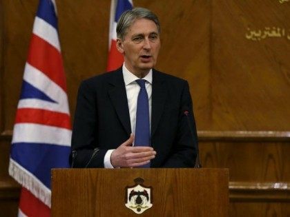 Britain's Foreign Secretary Philip Hammond speaks during a joint news …