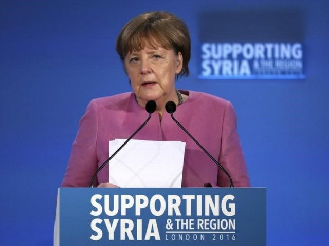 German Chancellor Angela Merkel speaks at the donors Conference for …