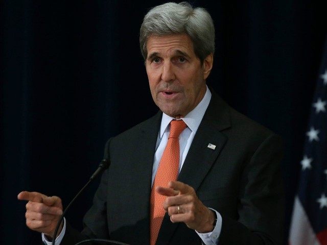 WASHINGTON, DC - NOVEMBER 18: US Secretary of State John Kerry speaks about the Paris terr