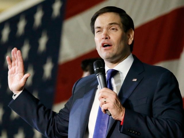 Republican presidential candidate, Sen. Marco Rubio, R-Fla., speaks to a rally in Oklahoma