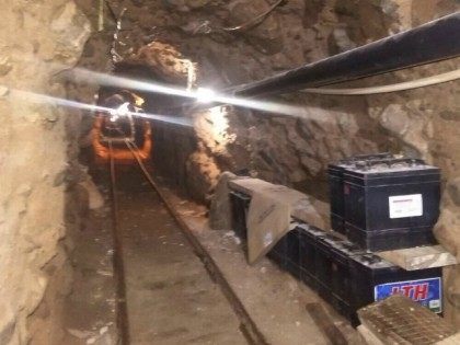 This Wednesday, Oct. 21, 2015 photo released by Mexico's Federal Police shows an underground tunnel that police say was built to smuggle drugs from Tijuana, Mexico to San Diego in the United States. Mexican federal police said the tunnel extends about 2,600 feet (800 meters) and is lit, ventilated, equipped …