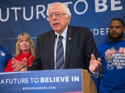 Democratic presidential candidate Senator Bernie Sanders (D-VT) holds a press conference w