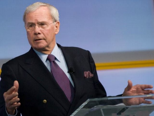 Host Tom Brokaw speaks during the Characters Unite National Town Hall at the NEWSEUM on De