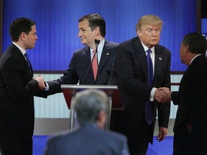Republican presidential candidates (Lto R) Sen. Marco Rubio (R-FL), Sen. Ted Cruz (R-TX),