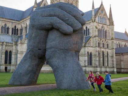 The Kiss Sculpture Is Installed At Salisbury Cathedral