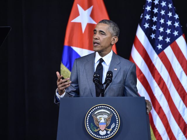 US President Barack Obama delivers a speech at the Gran Teatro de la Habana in Havana on M