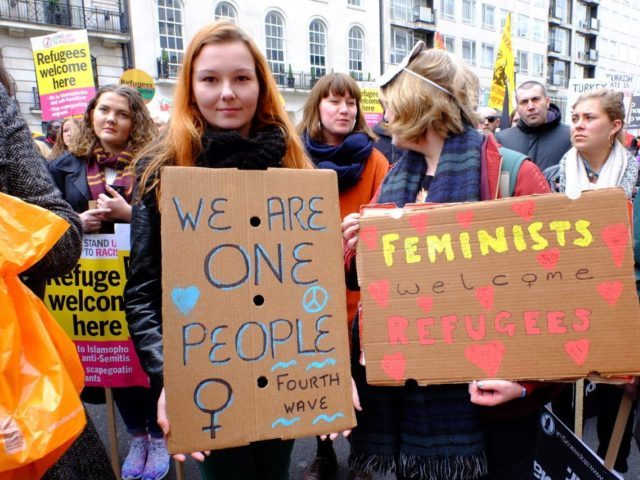 Feminists for open borders. That has not worked so well elsewhere. (Rachel Megawhat/Breitb