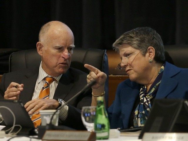 Jerry Brown and Janet Napolitano (Jeff Chiu / Associated Press)