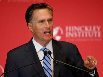 Mitt Romney gives a speech on the state of the Republican party at the Hinckley Institute