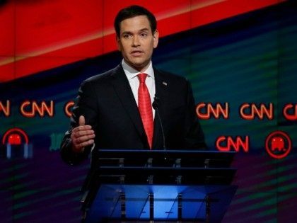 Florida Senator Marco Rubio debates in Miami, March 10, 2016.