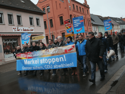RAGUHN, GERMANY - MARCH 06: Supporters of the Alternative fuer Deutschland political party