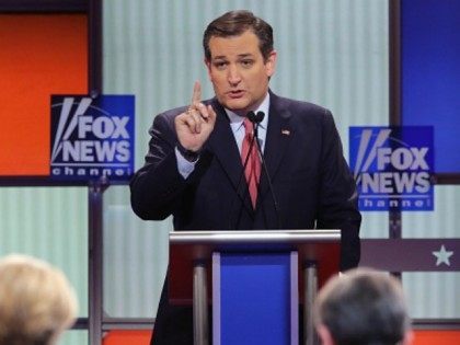 Republican presidential candidate Sen. Ted Cruz (R-TX) participates in a debate sponsored by Fox News at the Fox Theatre on March 3, 2016 in Detroit, Michigan.