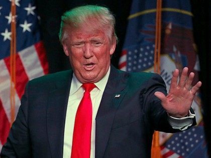 Republican presidential candidate Donald Trump speaks at a campaign rally at the Infinity