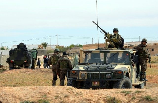 Tunisian special forces patrol in the southern town of Ben Guerdane, near the Libyan borde