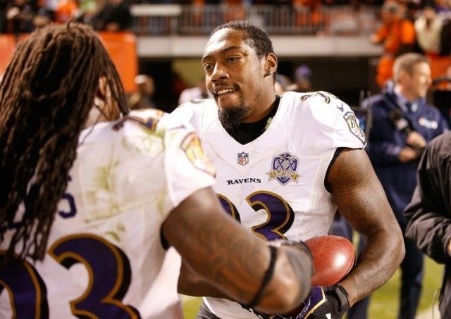 Will Hill (R) of the Baltimore Ravens, seen during a NFL game at FirstEnergy Stadium in Cl