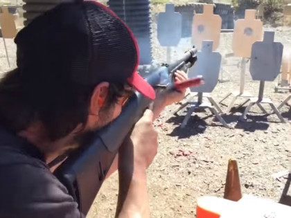 Actor Keanu Reeves Shreds Targets Shooting 3-Gun