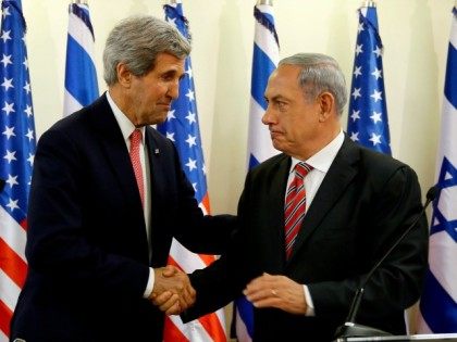 Israeli Prime Minister Benjamin Netanyahu holds a joint press conference with US Secretary Of State John Kerry on December 5, 2013 in Jerusalem, Israel.