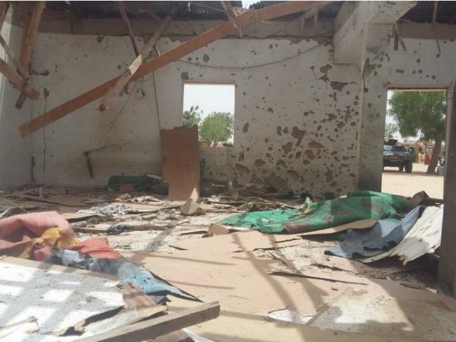 The inside of a damaged mosque following a suicide bomb explosion in Maiduguri, Nigeria We