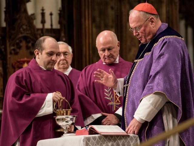NEW YORK, NY - FEBRUARY 10: Cardinal Timothy Dolan holds mass on Ash Wednesday at St. Pat
