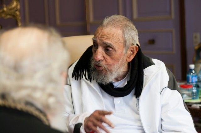 Cuba's former president Fidel Castro (R), pictured on February 13, 2016, scoffed at what h