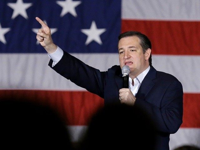 Republican presidential candidate, Sen. Ted Cruz, R-Texas, points as he speaks at a campaign stop at Waukesha County Exposition Center, Monday, April 4, 2016, in Waukesha, Wis. (AP Photo/Nam Y. Huh)