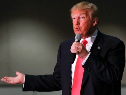 Republican presidential candidate Donald Trump speaks during a campaign event, Monday, Apr