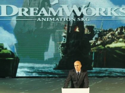 Jeffrey Katzenberg, CEO of DreamWorks Animation, speaks at the kick-off ceremony of Shanghai DreamCenter on Thursday March 20, 2014 in Shanghai, China. DreamWorks Animation and Chinese partners unveiled designs on Thursday for a 15 billion yuan ($2.4 billion) entertainment complex in Shanghai, expanding Hollywoods growing ties with China.(AP Photo)