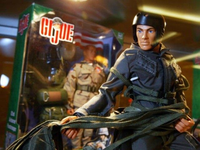 A G.I. Joe Paratrooper action figure is seen on display at the 2003 Hasbro International G