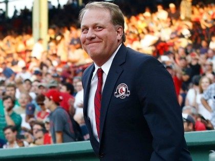 Former Boston Red Sox pitcher Curt Schilling on August 3, 2012 at Fenway Park in Boston, Massachusetts.