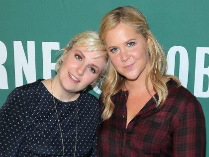 NEW YORK, NY - SEPTEMBER 30: Author/comedian Lena Dunham and actress/comedian Amy Schumer pose for a photo at the book signing for Lena Dunham's book "Not That Kind of Girl: A Young Woman Tells You What She's "Learned" at Barnes & Noble Union Square on September 30, 2014 in New …