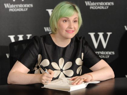 LONDON, ENGLAND - OCTOBER 29: Lena Dunham meets fans and signs copies of her book 'N