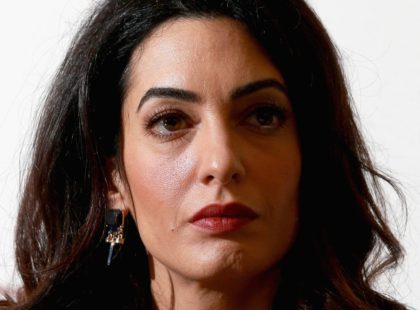 LONDON, ENGLAND - JANUARY 25: Amal Clooney of Doughty Street Chambers attends a press conference at Doughty Street Chambers on January 25, 2016 in London, England. In the first public comments since leaving jail in the Maldives, former President Mohamed Nasheed briefed journalists and the press accompanied by his International …